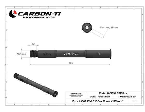 Carbon Ti X-Lock EVO X-Fox Boost 155mm M14x1.5 Black Steckachse Schönes 3